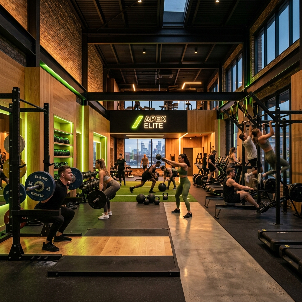 Luxury premium fitness club with elite athletes